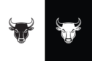 Vector of a cow head design on white black background. Farm Animal. Bull Head Silhouette Icon.