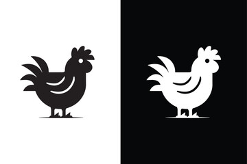 Illustration vector graphics of hen icon Silhouette black white background.