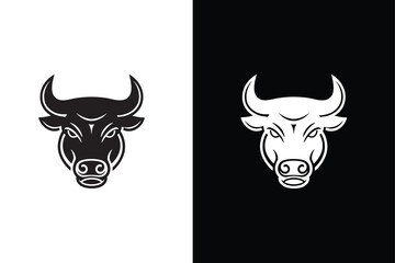 Vector of a cow head design on white black background. Farm Animal. Bull Head Silhouette Icon.