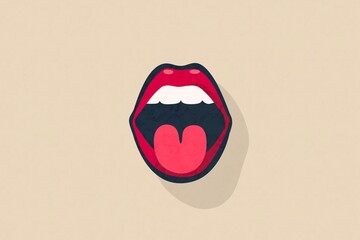 Minimalist vector illustration of an open mouth showing teeth