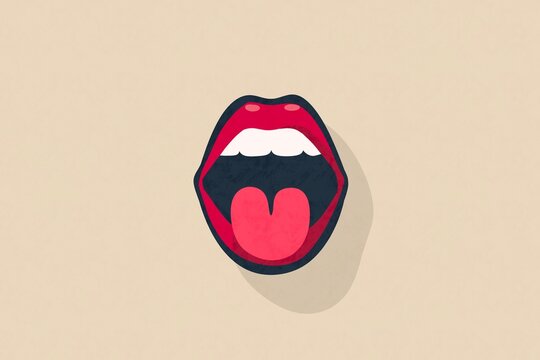 Minimalist vector illustration of an open mouth showing teeth