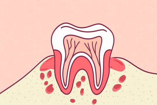 Cross-section of a human tooth with visible cavity