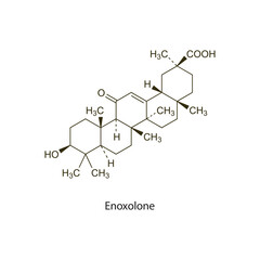 Enoxolone flat skeletal molecular structure Rubefacient agent drug used in pain treatment. Vector illustration scientific diagram.