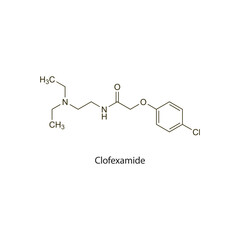 Clofexamide flat skeletal molecular structure NSAID drug used in Rheumatoid arthritis treatment. Vector illustration scientific diagram.