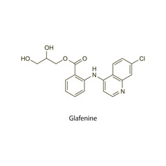Glafenine flat skeletal molecular structure NSAID drug used in Pain treatment. Vector illustration scientific diagram.