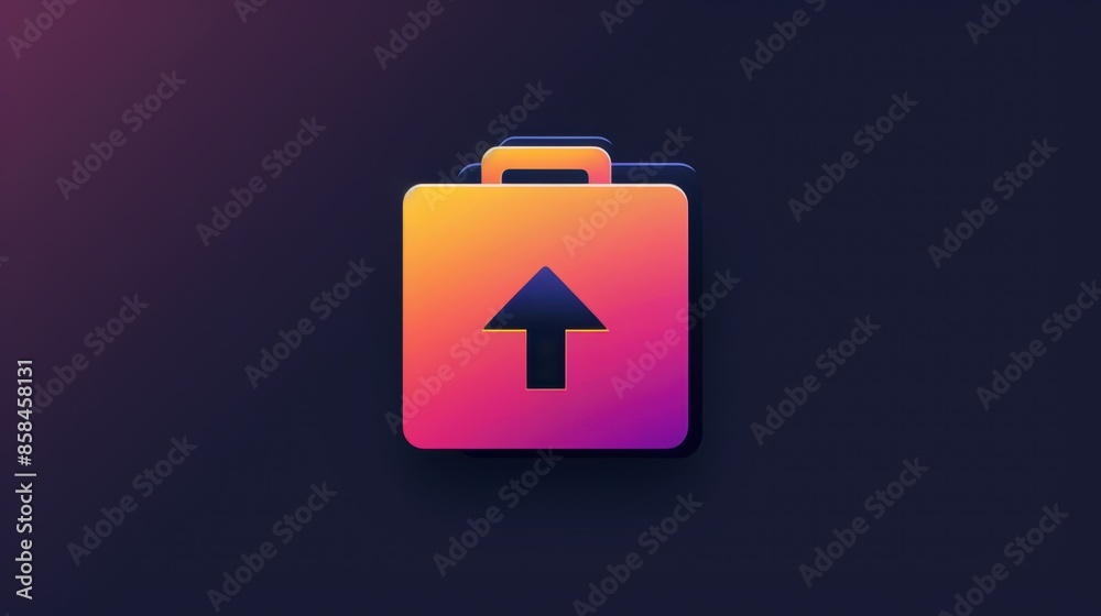 Poster gradient upload folder icon with up arrow on dark background