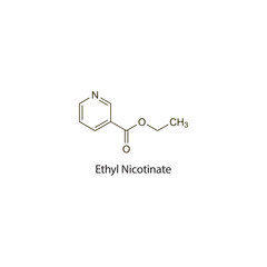 Fototapeta premium Ethyl Nicotinate flat skeletal molecular structure Rubefacient agent drug used in pain treatment. Vector illustration scientific diagram.