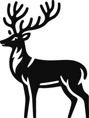 Cute deer black vector illustration