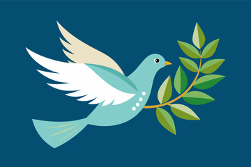 Obraz premium A white dove perched on a branch with leaves and berries.