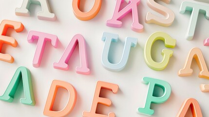 Fototapeta premium Colorful Plastic Letters on a White Background