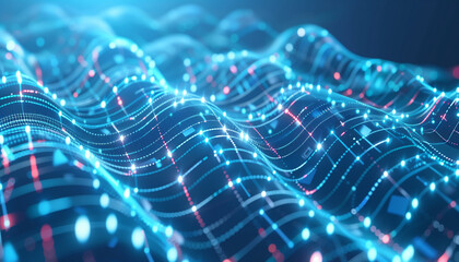 Abstract future technology, AI data flow, glowing 3D lines in space