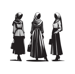 hijab style standing style vector illustration design silhouette