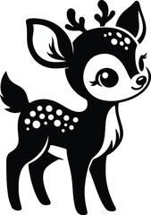 Cute deer black vector illustration