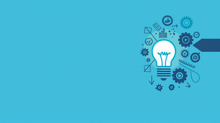 illustration light bulb idea concept on blue background