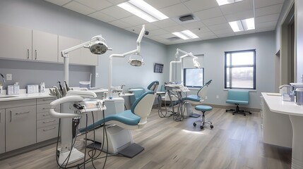 modern dental clinic where each treatment room is equipped with specialized lighting that mimics natural daylight