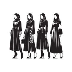 hijab style standing style vector illustration design silhouette