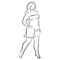 Silhouette figure of a slender woman. The girl is standing. The lady is full of beauty and sexuality. girl is overweight vector illustration