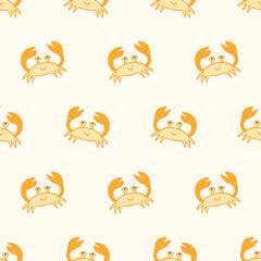 Cute Crab Doodle Seamless Pattern Background