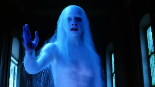Spooky Spectral Apparition in Haunted Mansion. 