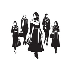 hijab style standing style vector illustration design silhouette