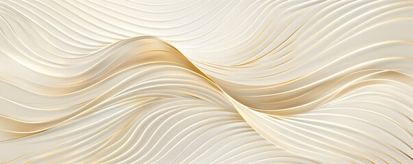 Luxury background with golden lines and waves vector illustration, light beige background, light gold and white color theme
