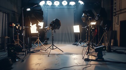professional photography studio with advanced lighting rigs that can simulate various times of day and weather conditions for perfect photoshoots