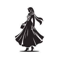 hijab style standing style vector illustration design silhouette