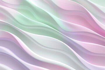 Fototapeta premium Abstract Background, a 3D abstract background with smooth, undulating wave patterns in pastel shades of soft pink, mint green, and lavender
