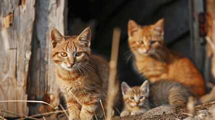 Obraz premium Cat Expecting Kittens Outside