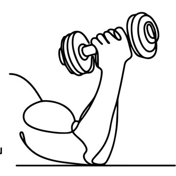 recommend clip art: line art of  Hand with muscle in holding barbell, continuous line drawing hand holding dumbbell