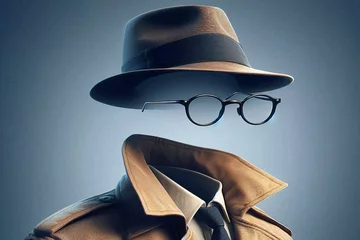 AI-generated illustration of an invisible man wearing a hat, glasses, and trench coat © Wirestock