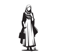 hijab style standing style vector illustration design silhouette