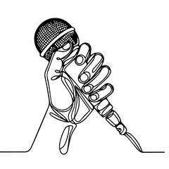 Continuous line drawing of microphone, microphone line art , microphone line art illustration