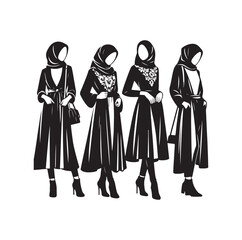 hijab style standing style vector illustration design silhouette