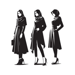 hijab style standing style vector illustration design silhouette