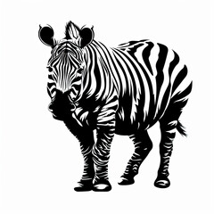 Fototapeta premium A black and white drawing of a zebra on a white background