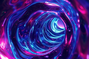 Abstract Background, a 3D neon-colored fluid dynamic scene, with liquid patterns flowing and...