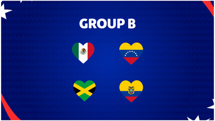 Group B Emblem Heart American Football USA 2024 Abstract Design Logo Symbol Vector illustration