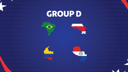 Group D Flag Map American Football USA 2024 Abstract Design Logo Symbol Vector illustration