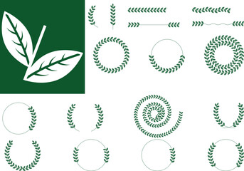 Set of Wreath floral frames in different Geometric Shapes, Monograms and borders.Vintage hand drawn wreath. Design element for wedding invitations, beauty, spa, salon, luxury decor. Elegant ornament