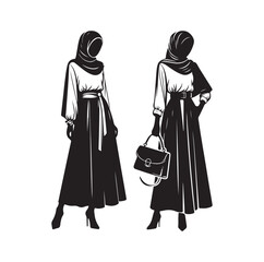 hijab style standing style vector illustration design silhouette
