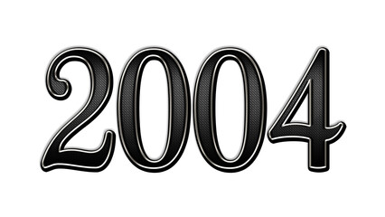 black metal 3d design of number 2004 on white background.