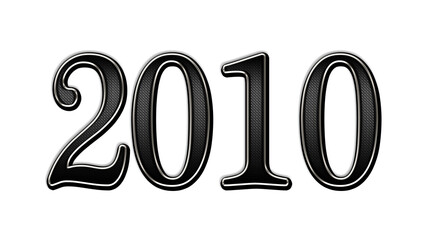 black metal 3d design of number 2010 on white background.