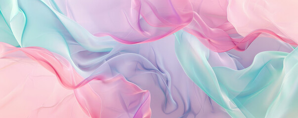Obraz premium Abstract modern background featuring pastel hues of pink, lavender, and mint. The design is soft and dreamy, with fluid shapes and delicate textures