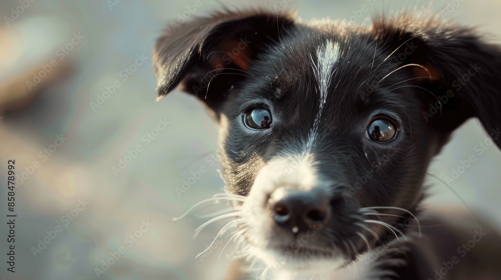 Sticker Dog baby gazes with its eyes and expression