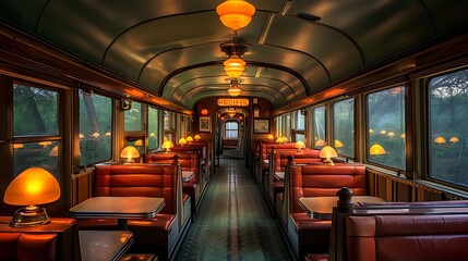 Fototapeta premium vintage train car converted into a diner