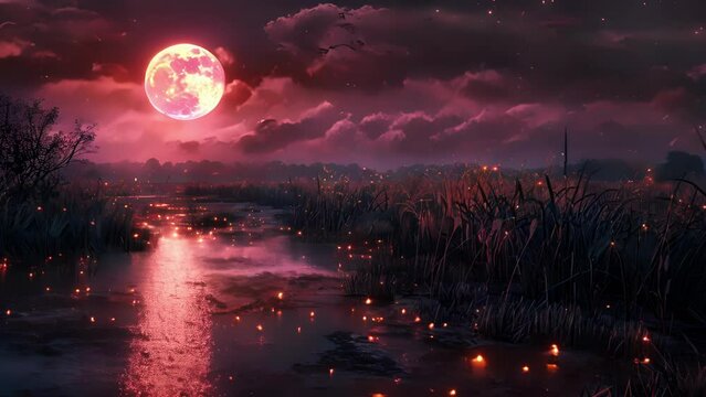 As the full moon rose above the marsh the willothewisps grew brighter and more frenzied their chaotic dance reflecting the madness that plagued the cursed land.