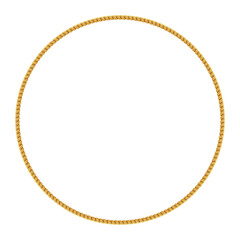 Gold twisted rope circle frame. Round rope border.