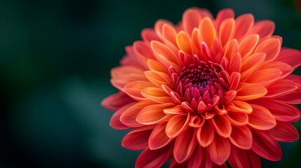 A close-up image of a vibrant orange dahlia flower