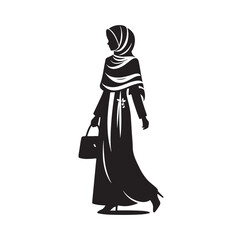 hijab style standing style vector illustration design silhouette
